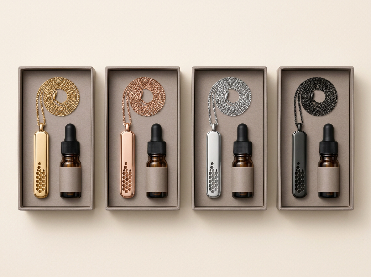 The Auma set boxed in gold, rose gold, silver and black