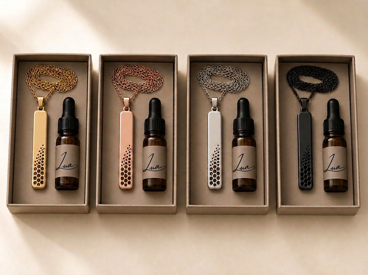 The Lua set boxed in gold, rose gold, silver and black