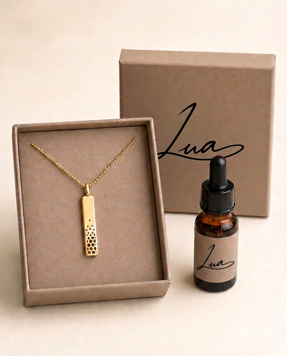 The Lua set arranged on a cream surface